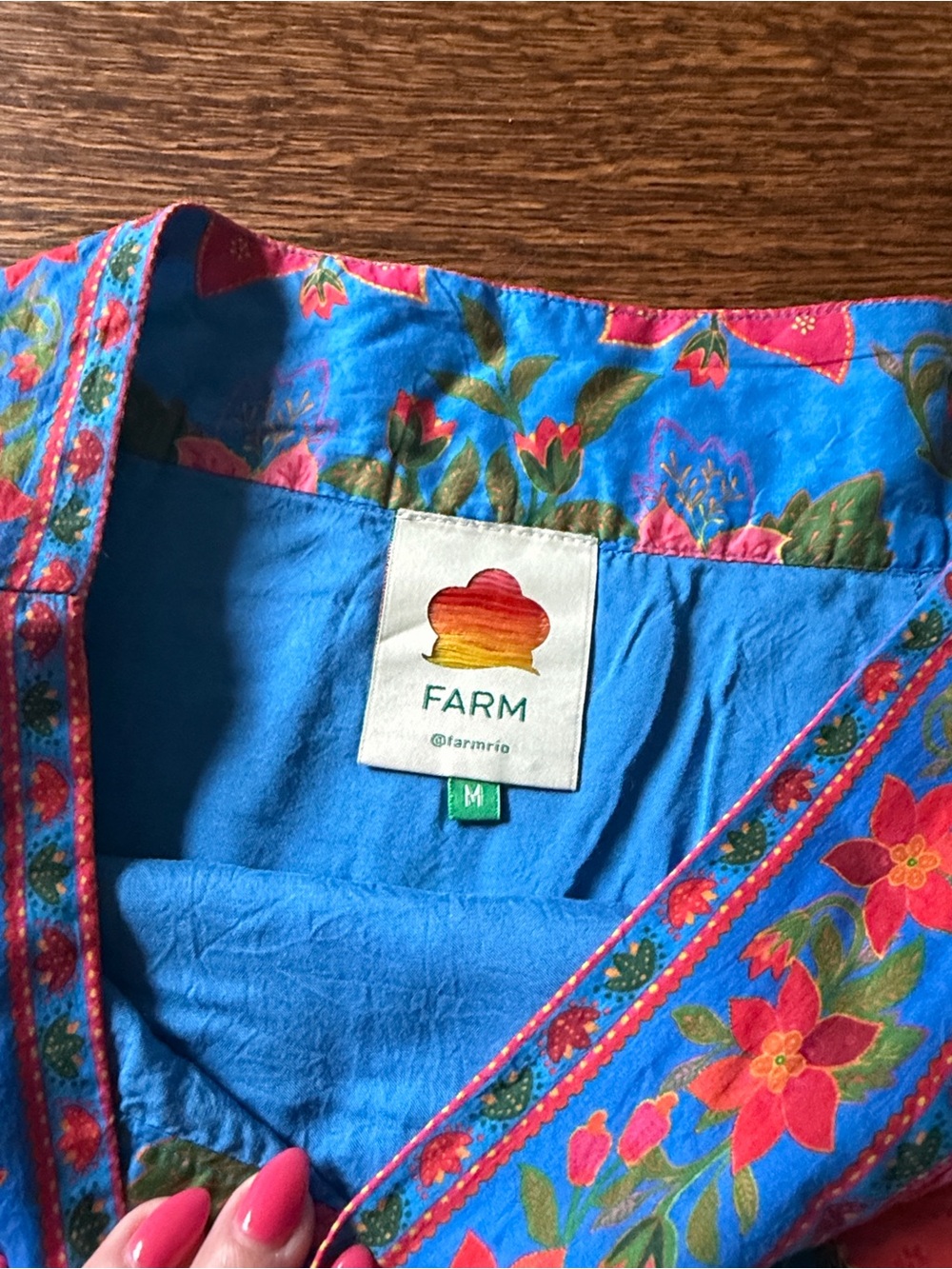 FARM Rio Bright Blue Floral Ruffled Mini Skirt - Picture 3 of 3